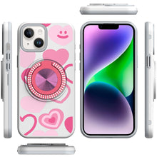 For iPhone 13/14 Case Printed Design with Bling 360 Stand Cover + Tempered Glass