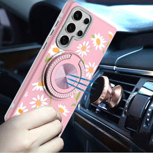 Samsung Galaxy S24 Ultra Case Printed Design Magnetic Bling Circle Stand Cover