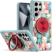 Samsung Galaxy S24 Ultra Case Printed Design Magnetic Bling Circle Stand Cover