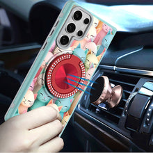 Samsung Galaxy S24 Ultra Case Printed Design Magnetic Bling Circle Stand Cover
