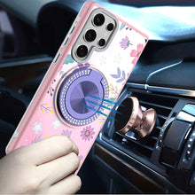 Samsung Galaxy S24 Ultra Case Printed Design Magnetic Bling Circle Stand Cover