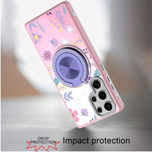 Samsung Galaxy S24 Ultra Case Printed Design Magnetic Bling Circle Stand Cover