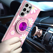 Samsung Galaxy S24 Ultra Case Printed Design Magnetic Bling Circle Stand Cover
