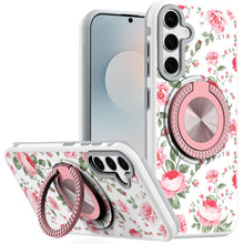 For Samsung S25 FE Case Printed Magnetic Bling Ring Stand Cover + Tempered Glass