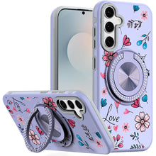 For Samsung S25 FE Case Printed Magnetic Bling Ring Stand Cover + Tempered Glass