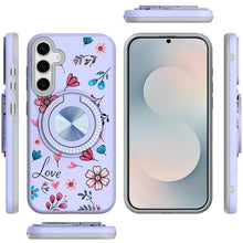 For Samsung S25 FE Case Printed Magnetic Bling Ring Stand Cover + Tempered Glass