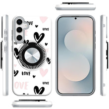 For Samsung S25 FE Case Printed Magnetic Bling Ring Stand Cover + Tempered Glass