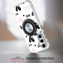 For Samsung S25 FE Case Printed Magnetic Bling Ring Stand Cover + Tempered Glass