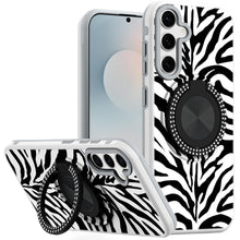 For Samsung S25 FE Case Printed Magnetic Bling Ring Stand Cover + Tempered Glass