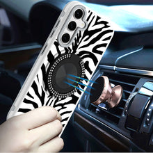 For Samsung S25 FE Case Printed Magnetic Bling Ring Stand Cover + Tempered Glass