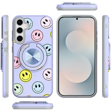 For Samsung S25 FE Case Printed Magnetic Bling Ring Stand Cover + Tempered Glass
