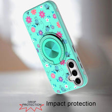 For Samsung S25 FE Case Printed Magnetic Bling Ring Stand Cover + Tempered Glass