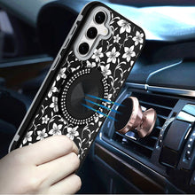 For Samsung S25 FE Case Printed Magnetic Bling Ring Stand Cover + Tempered Glass