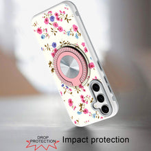 For Samsung S25 FE Case Printed Magnetic Bling Ring Stand Cover + Tempered Glass