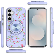 For Samsung S25 FE Case Printed Magnetic Bling Ring Stand Cover + Tempered Glass