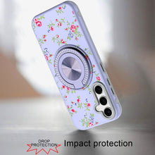 For Samsung S25 FE Case Printed Magnetic Bling Ring Stand Cover + Tempered Glass