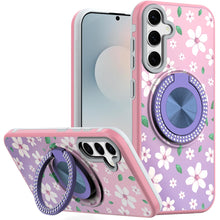 For Samsung S25 FE Case Printed Magnetic Bling Ring Stand Cover + Tempered Glass