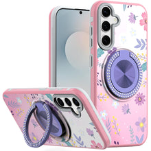 For Samsung S25 FE Case Printed Magnetic Bling Ring Stand Cover + Tempered Glass