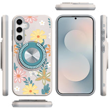 For Samsung S25 FE Case Printed Magnetic Bling Ring Stand Cover + Tempered Glass