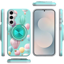 For Samsung S25 FE Case Printed Magnetic Bling Ring Stand Cover + Tempered Glass