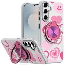 For Samsung S25 FE Case Printed Magnetic Bling Ring Stand Cover + Tempered Glass