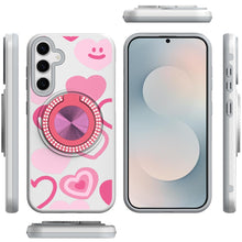 For Samsung S25 FE Case Printed Magnetic Bling Ring Stand Cover + Tempered Glass
