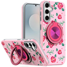 For Samsung S26 6.3" Case Printed Design with Bling 360 Stand + Tempered Glass