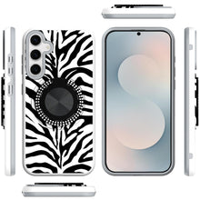 For Samsung S26 6.3" Case Printed Design with Bling 360 Stand + Tempered Glass