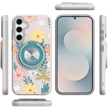 For Samsung S26 6.3" Case Printed Design with Bling 360 Stand + Tempered Glass