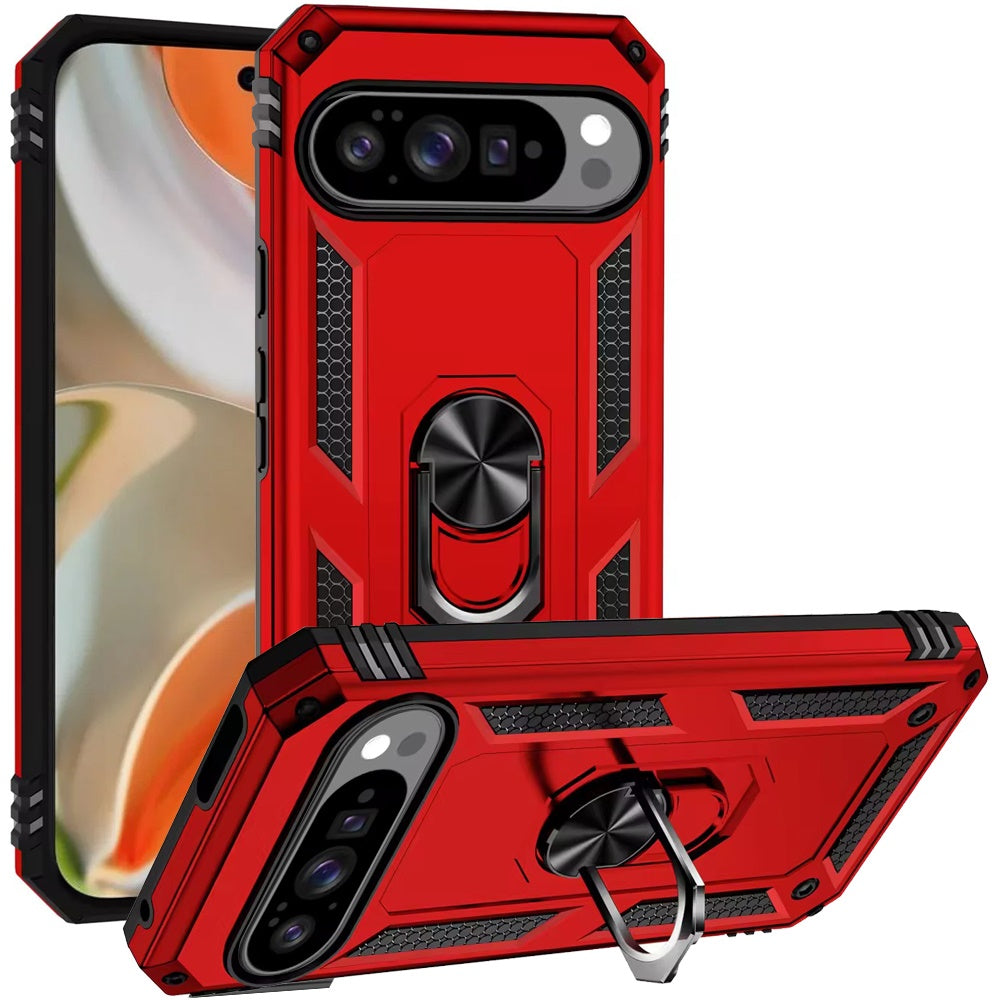 For Google Pixel 10 Pro XL Case Ring Holder Magnetic Kickstand + Tempered Glass