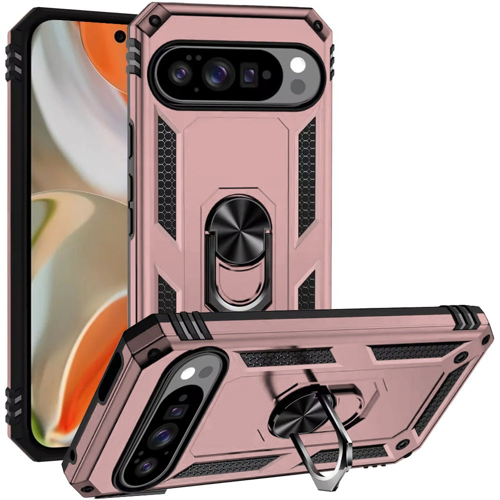 For Google Pixel 10 Pro XL Case Ring Holder Magnetic Kickstand + Tempered Glass