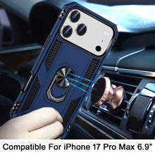 For iPhone 17 Pro Max Case Metal Ring Kickstand Phone Cover + Tempered Glass