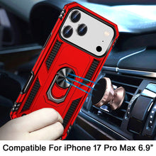 For iPhone 17 Pro Max Case Metal Ring Kickstand Phone Cover + Tempered Glass