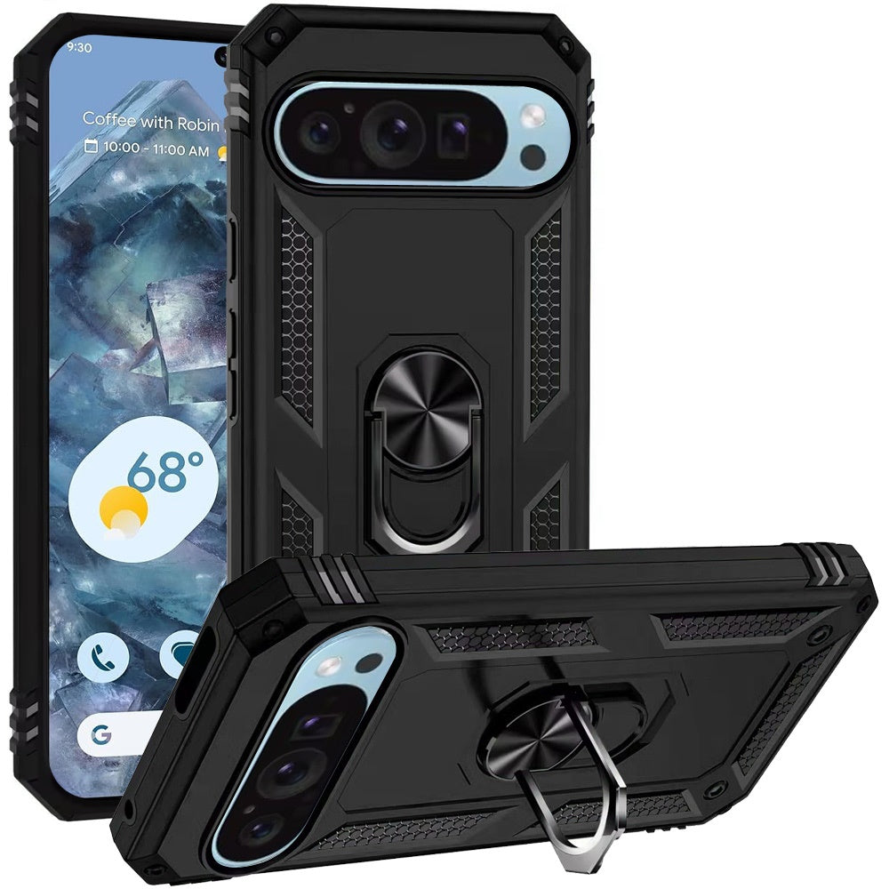 For Google Pixel 9 Pro XL 6.8 inch Case Ring Magnetic Kickstand Hybrid Cover