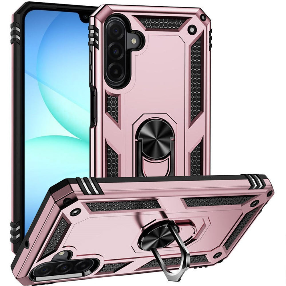 For Samsung A17 5G Case Ring Holder Phone Cover with Kickstand + Tempered Glass