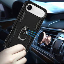 For iPhone Air Case Metal Ring Kickstand Rugged Phone Cover + Tempered Glass
