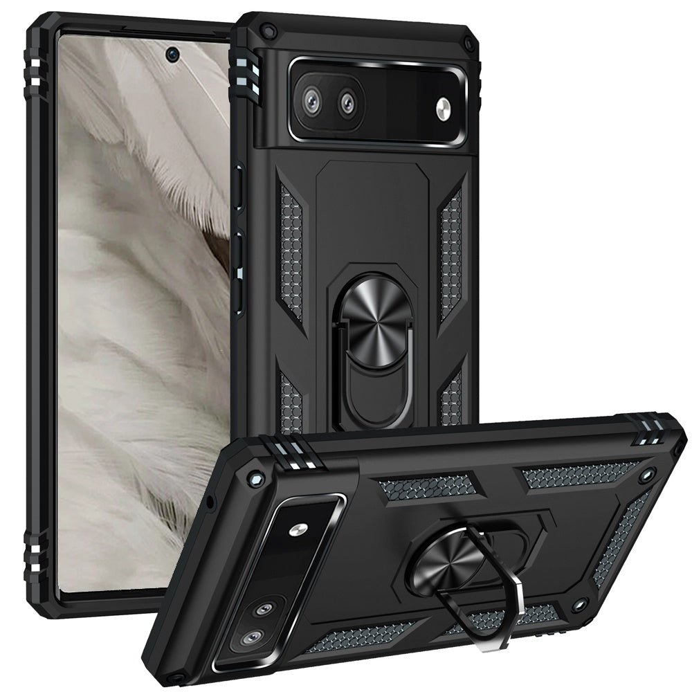 For Google Pixel 7A Case Ring Magnetic Kickstand Protective Hybrid Phone Cover