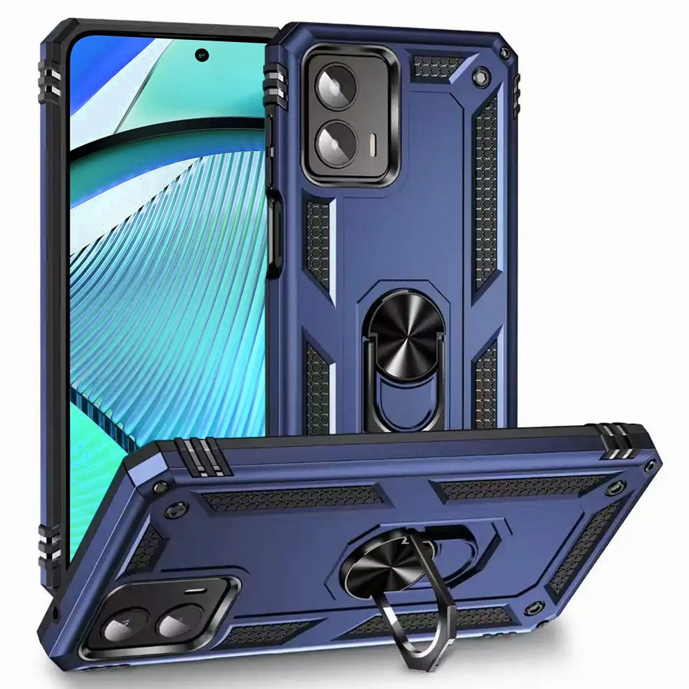 For Moto G Power 5G 2024 Case Ring Magnetic Kickstand Hybrid + Tempered Glass