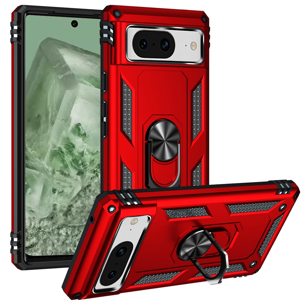 For Google Pixel 8A Case Ring Holder Magnetic Kickstand Hybrid Phone Cover