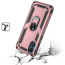 For Moto G Play 2024 Case Ring Magnetic Kickstand Hybrid Cover + Tempered Glass