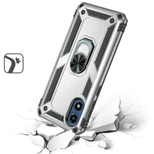 For Moto G Play 2024 Case Ring Magnetic Kickstand Hybrid Cover + Tempered Glass