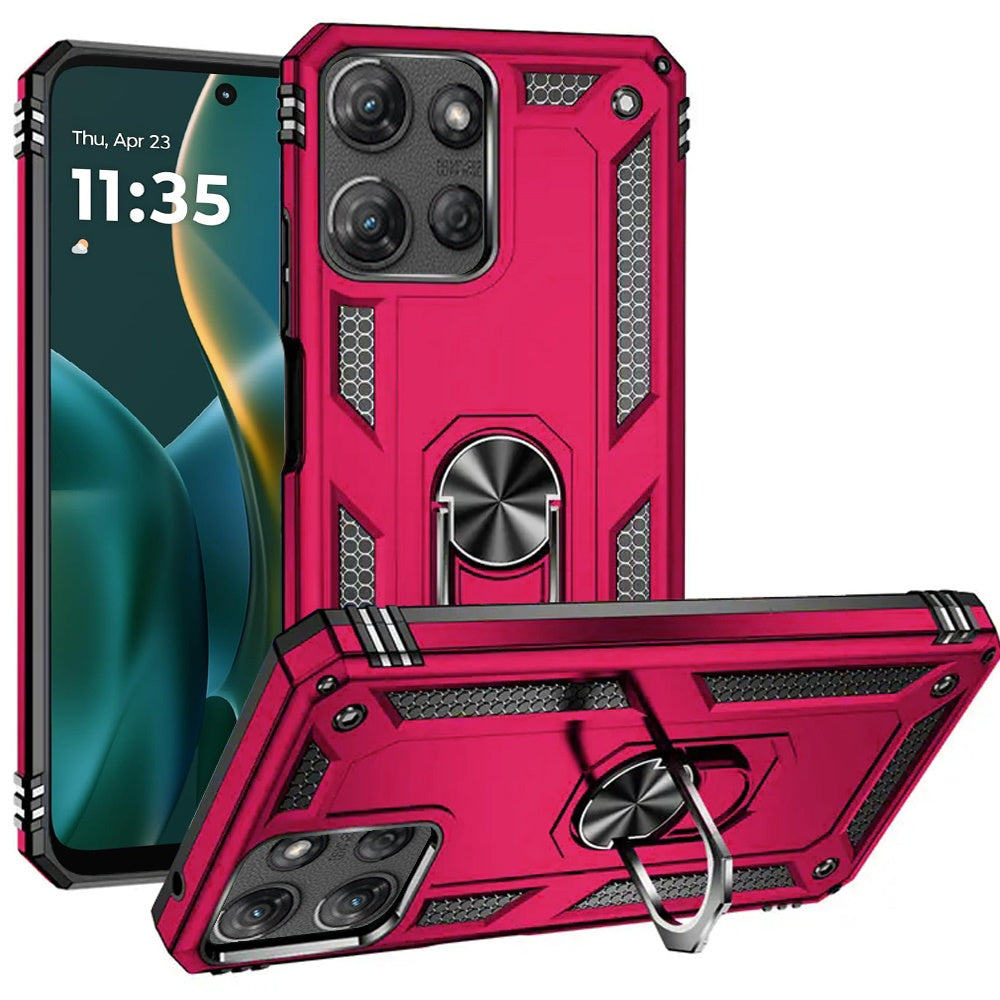 For Moto G Stylus 2025 Case Ring Magnetic Kickstand Hybrid Cover +Tempered Glass