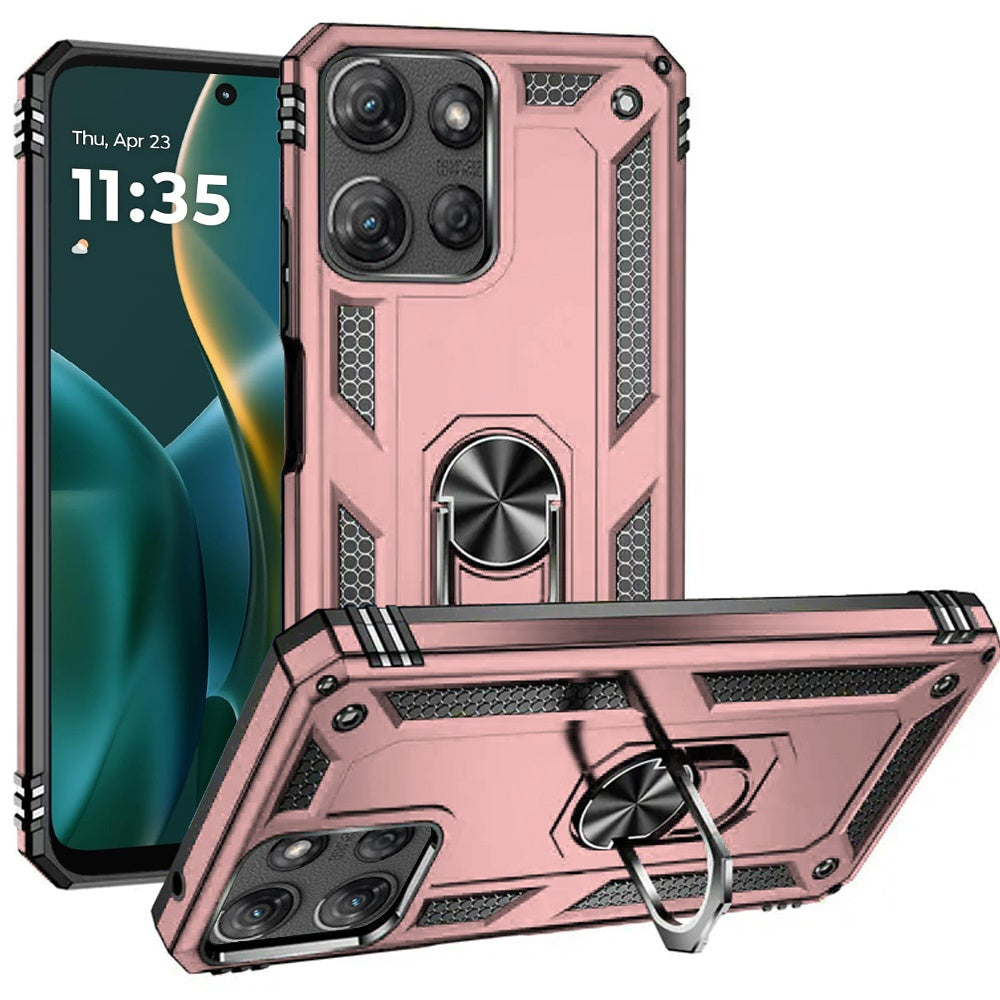 For Moto G Stylus 2025 Case Ring Magnetic Kickstand Hybrid Cover +Tempered Glass