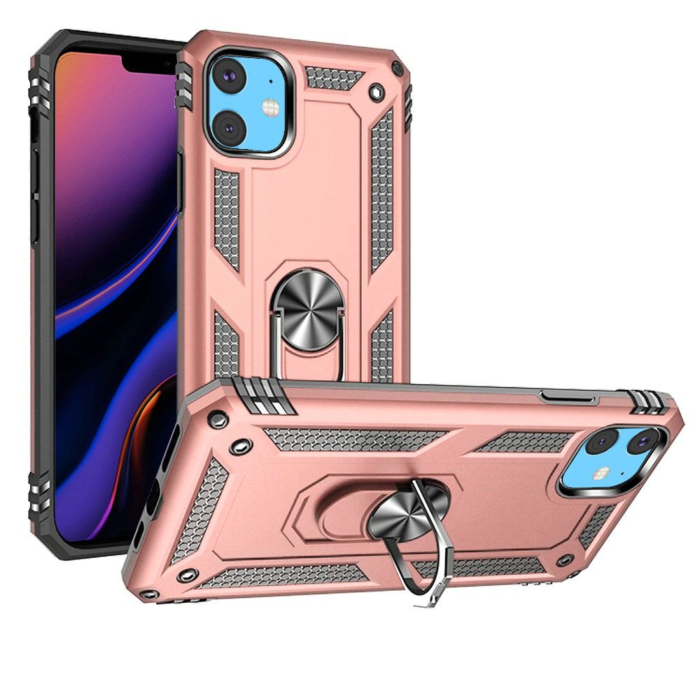 For Apple iPhone 11 Ring Magnetic Kickstand Protective Hybrid Phone Case