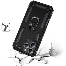 For iPhone 16 Pro 6.3in Case Ring Holder Magnetic Kickstand + Tempered Glass