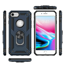For iPhone SE 3/SE 2 iPhone 8/7 Case Ring Kickstand Protective + Tempered Glass