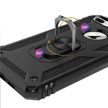 For iPhone 8 Plus/7 Plus Case Ring Holder Magnetic Kickstand + Tempered Glass