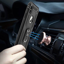 For iPhone XR Case Ring Magnetic Kickstand Protective Cover + Tempered Glass