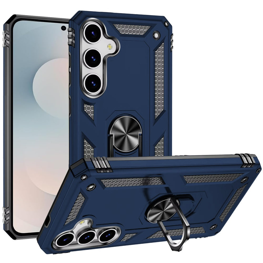 For Samsung S25 FE Case Ring Holder Phone Cover with Kickstand + Tempered Glass