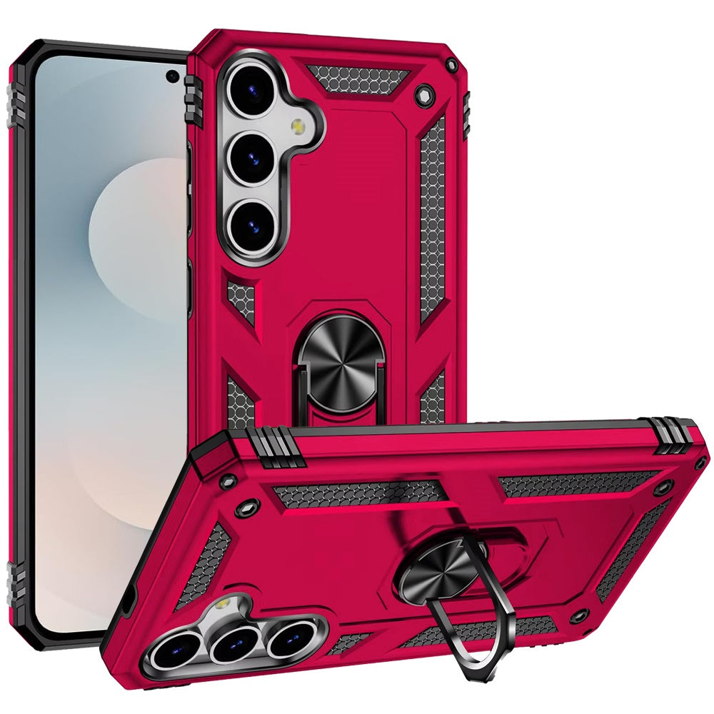 For Samsung S25 FE Case Ring Holder Phone Cover with Kickstand + Tempered Glass